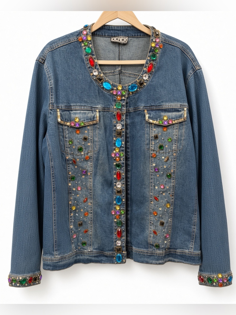 Vintage BEREK Embellished Denim Jacket – Multicolor Gems